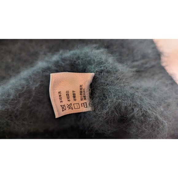 Dimple Hsu Dark Green LUSH, BEAUTIFUL Asymmetrical Mock Neck prob Angora Sweater - Picture 6 of 6